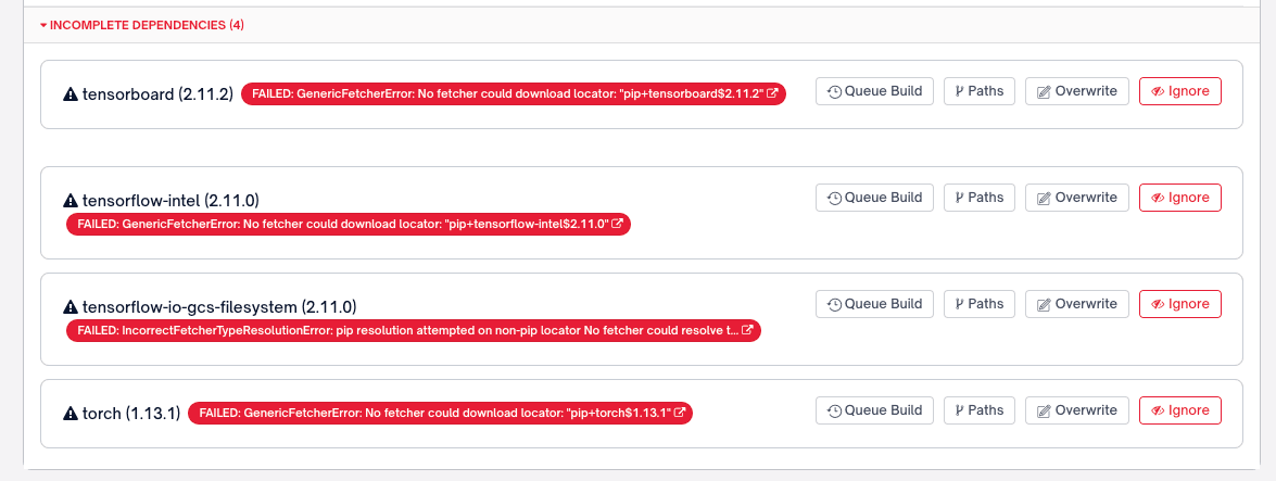 Overwrite Dependency modal with fields for package details