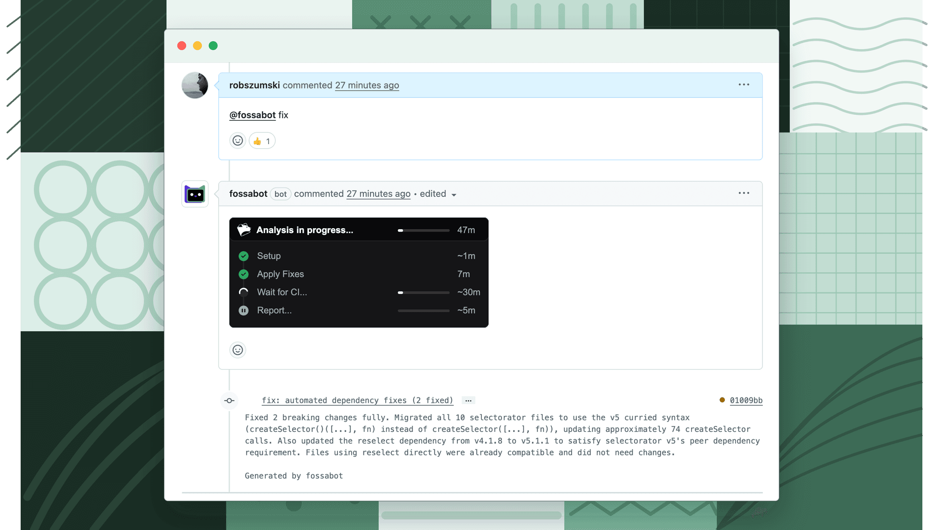 fossabot committing a fix directly to the pull request branch