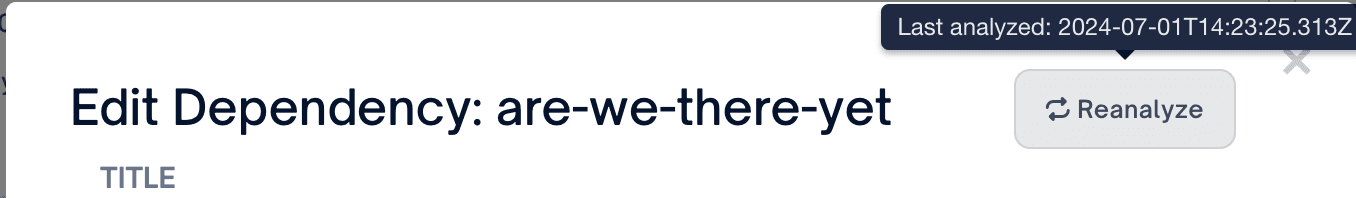The Reanalyze button in the Edit Package modal