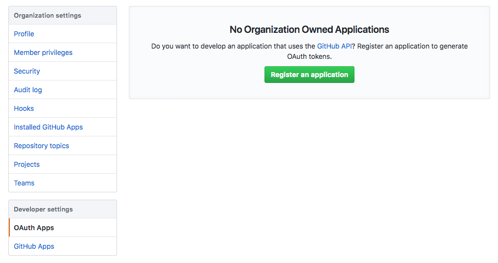 GitHub Enterprise organization applications settings page