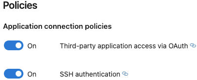 Third-party application access through OAuth toggle enabled