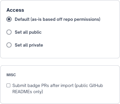 Access and badge settings