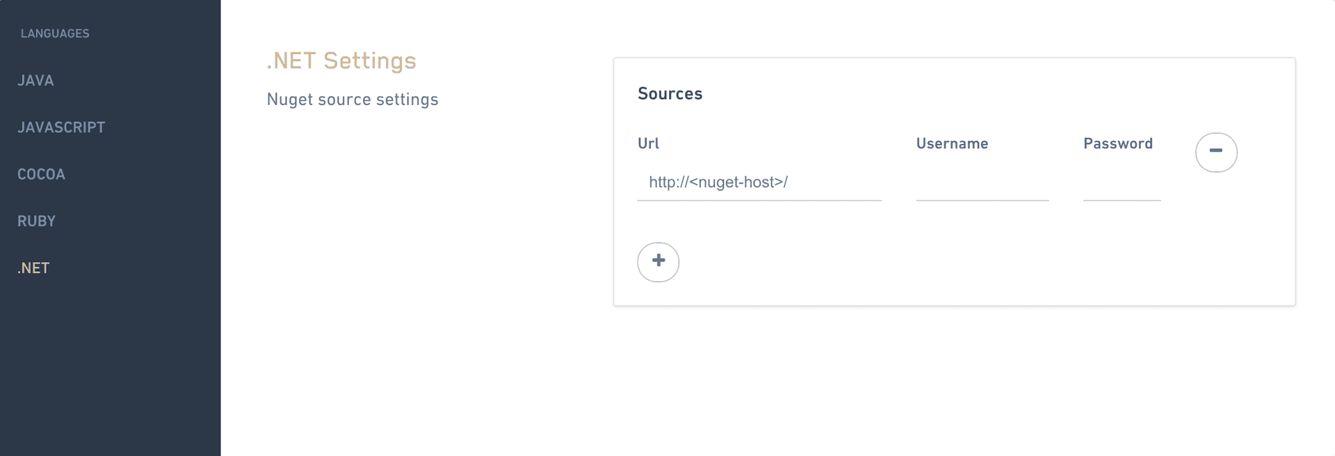 .NET private feed credentials in Account Settings