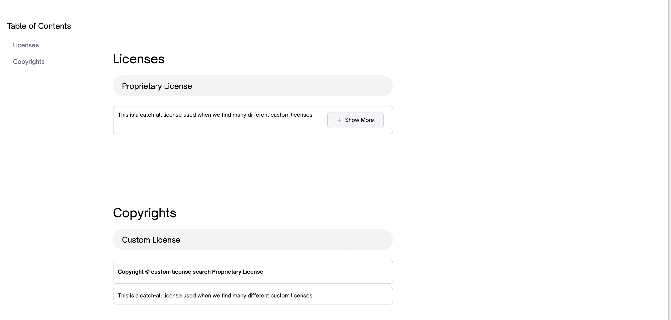 A Custom License in a FOSSA Licensing report